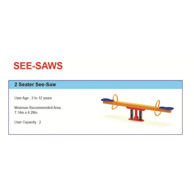 2 Seater Spring See Saw (Outdoor Children Sports Playground Parks)