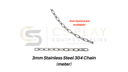 3mm 304 Stainless Steel Long Link Chain Industry Welded Binding Chain (meter) / Rantai Tidak Berkarat