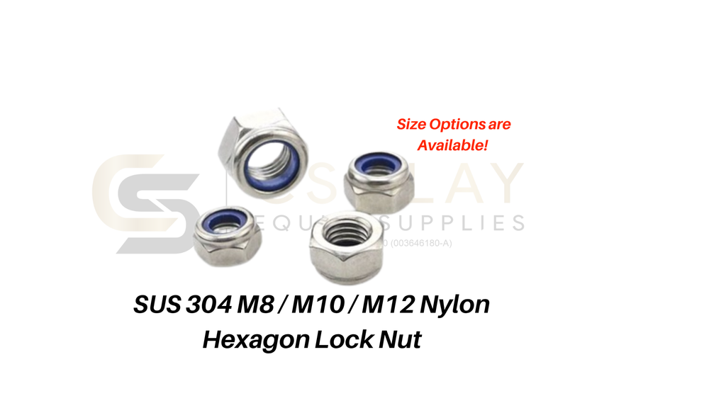 M8 / M10 / M12 Nylon Hexagon Lock Nut Nut SUS 304 Stainless Steel