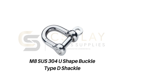 8mm D Shackle Stainless Steel 304 U shape Buckle Type D Shackle Hook